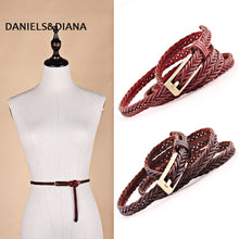Load image into Gallery viewer, 103cm Women Stretch Twist Woven Belt Wax Rope Braided Waistband Fashion Casual Female Belt For Jeans Dress Metal Buckle Belts