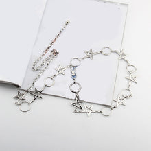 Load image into Gallery viewer, Women Waistband Narrow Waist Chain Metal Chain Stars  Pentagram Chain Belt Clothes Belt Gold Silver Long Tassel Women Belt
