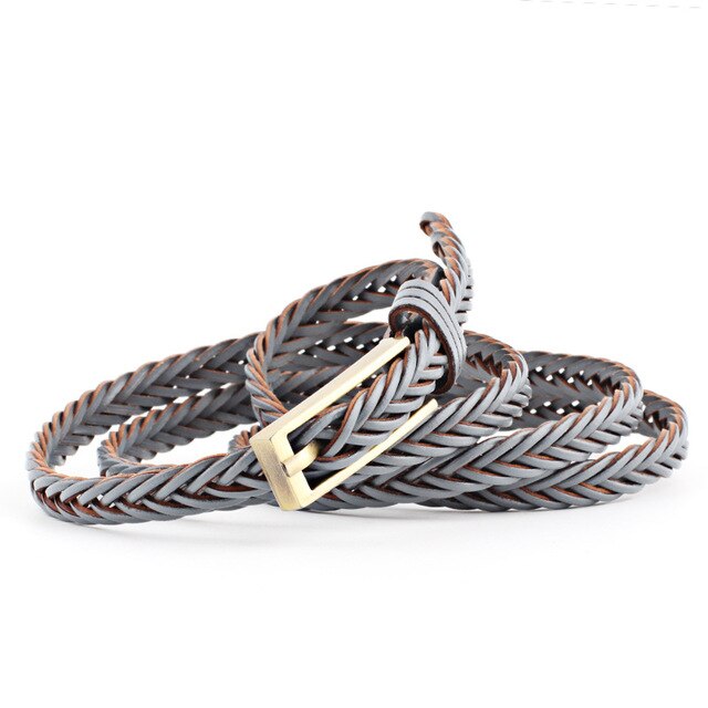 103cm Women Stretch Twist Woven Belt Wax Rope Braided Waistband Fashion Casual Female Belt For Jeans Dress Metal Buckle Belts