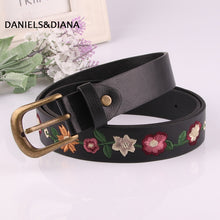Load image into Gallery viewer, New Style Embroidered Flower Decoration Leather Belt Belt Retro Waistband Modern and Trendy/Women classic
