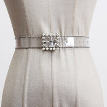 Load image into Gallery viewer, Clear belt woman transparent belts for women 2020 white pearl belt designer cinturon mujer plastic PVC waistband ladies cintos

